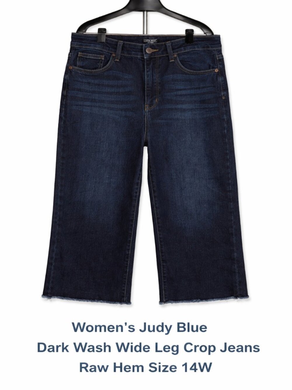 Judy Blue Women's Wide Leg Raw Hem Crop Jean Size 14W